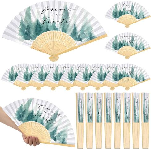 50 PCS Funeral Memorial Favors Fovors Forever في قلوبنا القابلة للطي للاحتفال بالاحتفال بالحياة المحمولة الجنازة للورق لجنازة تعاطف الضيوف (أسود ، كلاسيكي) in Kuwait