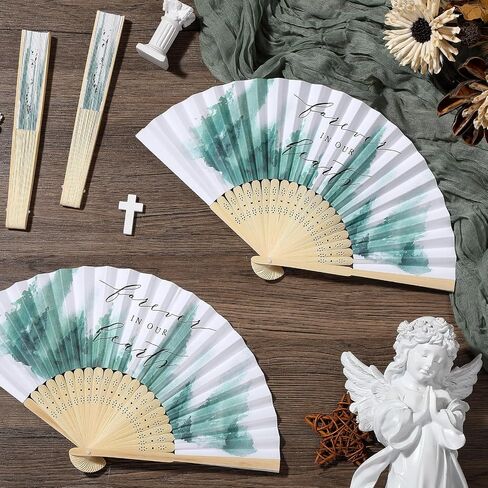 50 PCS Funeral Memorial Favors Fovors Forever في قلوبنا القابلة للطي للاحتفال بالاحتفال بالحياة المحمولة الجنازة للورق لجنازة تعاطف الضيوف (أسود ، كلاسيكي) in Kuwait