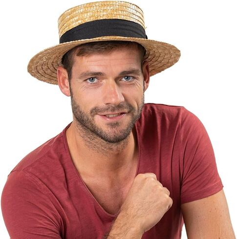 Lipodo Boater Straw Hat Women/Men Nature 7 3/8 in Saudi Arabia