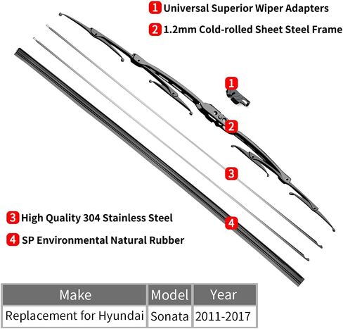استبدال شفرات Hyundai Elantra Wiper Wiper - 28 "+14" ماسحة النافذة الأمامية - FIT 2011-2016 - Otuayauto Factory ما بعد البيع in Saudi Arabia