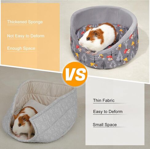 Glittme سرير خنزير غينيا سرير أرنب ناعم مع حصيرة سميكة قابلة للإزالة، سرير أرنب قابل للغسل في الغسالة، إكسسوارات خنزير غينيا، بيت خنزير غينيا المريح لخنزير غينيا، الأرنب، النمس، سرير دائري على شكل كأس in Kuwait