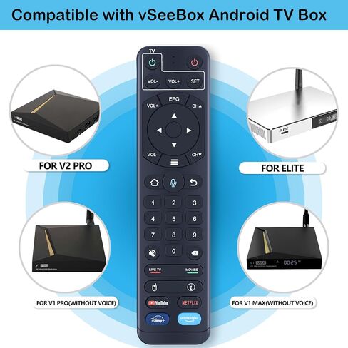 جهاز التحكم عن بعد الصوتي البديل V2 Pro الجديد مناسب لـ vSeeBox V1 Pro / V2 Pro/Elite/ V1 Max in Saudi Arabia