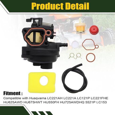 Secosautoparts 799583 MOWN MOWN MOWER CARBRETOR CARB KIT 961450035 96145002600 ENCOMPATION مع HUSQVARNA LC221AH LC221A LC121P LC221FHE HU625AWD HU675HWT HU550FH جزازة in Saudi Arabia