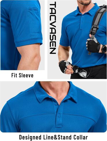 Tacvasen Men Men Short Sleeve Polo Derts Tactical UPF 50+ Performance Collared Dry Fit Shirt Golf Moisture Wicking Polos in Kuwait