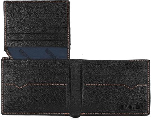 Harley-Davidson Men's Classic Pebble Leather Skull Passcase Wallet Black in Saudi Arabia