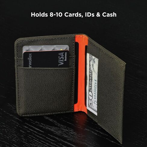 Alpaka Ark Bifold Wallet Green Axoflux 300D: RFID حماية من سرقة الهوية ، تصميم مضغوط يحمل 8-10 بطاقات ، فتحة نقدية مخصصة ، تصميم رأسي نحيف ، مثالي للاستخدام اليومي أو السفر in Saudi Arabia