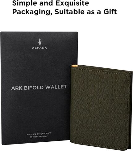 Alpaka Ark Bifold Wallet Green Axoflux 300D: RFID حماية من سرقة الهوية ، تصميم مضغوط يحمل 8-10 بطاقات ، فتحة نقدية مخصصة ، تصميم رأسي نحيف ، مثالي للاستخدام اليومي أو السفر in Saudi Arabia