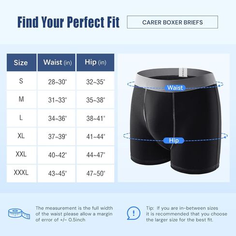 Carer Incontinence Underwear for Men Washable Mens Incontinence Boxer Briefs with Front Absorbent for Bladder Leakage 100ML 3 PCS Cotton Reusable Leak Proof Underwear for Men (XL, Pattern/Black/Gray) in Kuwait