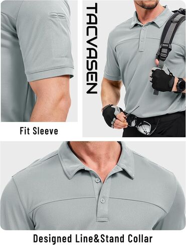 Tacvasen Men Men Short Sleeve Polo Derts Tactical UPF 50+ Performance Collared Dry Fit Shirt Golf Moisture Wicking Polos in Kuwait