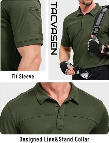 TACVASEN Men's Short Sleeve Polo Shirts Tactical UPF 50+ Performance Collared Dry Fit Shirt Golf Moisture Wicking Polos in Saudi Arabia