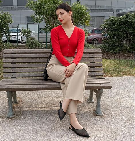 أحذية مسطحة باليه Mesh Mesh Mesh للنساء المنخفضة الكعب المدببة بمضخات إصبع القدم Slingback Flat Shole Dress in Kuwait