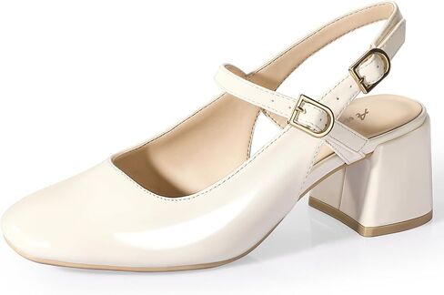 Ankis Mary Jane chunky Low Heels Dress Shoes for Women Slingback Square مغلق إصبع القدم مضخات حفل الزفاف in Saudi Arabia