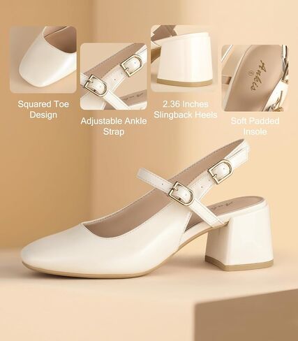 Ankis Mary Jane chunky Low Heels Dress Shoes for Women Slingback Square مغلق إصبع القدم مضخات حفل الزفاف in Saudi Arabia