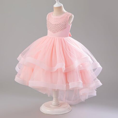 IBTOM CASTLE Flower Girls Lace Party Dress Princess Sleeveless Pearls Ruffle Tulle Tutu Dress Wedding Pageant Formal Gown in Saudi Arabia