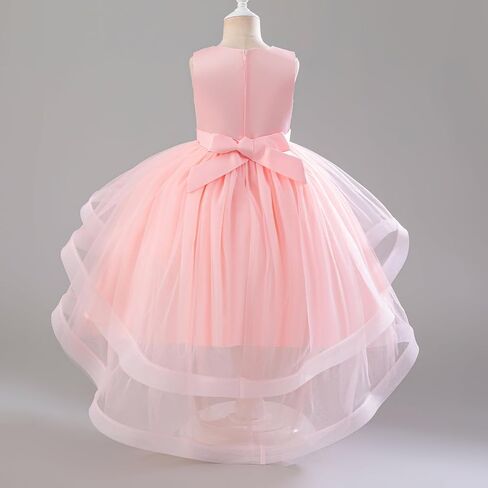 IBTOM CASTLE Flower Girls Lace Party Dress Princess Sleeveless Pearls Ruffle Tulle Tutu Dress Wedding Pageant Formal Gown in Saudi Arabia