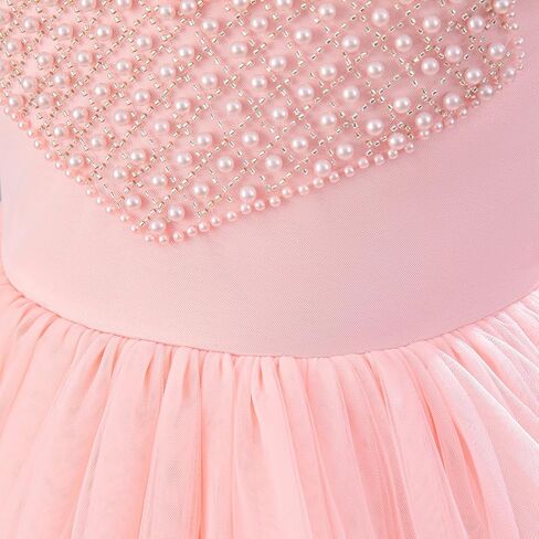 IBTOM CASTLE Flower Girls Lace Party Dress Princess Sleeveless Pearls Ruffle Tulle Tutu Dress Wedding Pageant Formal Gown in Saudi Arabia