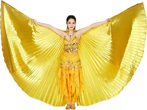 MUNAFIE Belly Dance Isis Wings with Sticks Halloween Carnival Performance Dance Costume Angel Wings(Open on The Back) in Kuwait