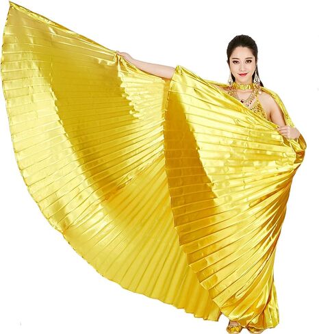 MUNAFIE Belly Dance Isis Wings with Sticks Halloween Carnival Performance Dance Costume Angel Wings(Open on The Back) in Kuwait