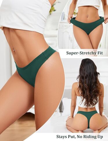 voenxe Women Cotton Thongs Underwear,Breathable Soft Panties,Ladies Workout Undies Comfortable,Athletic Tangas Stretch 5 Pack in Saudi Arabia