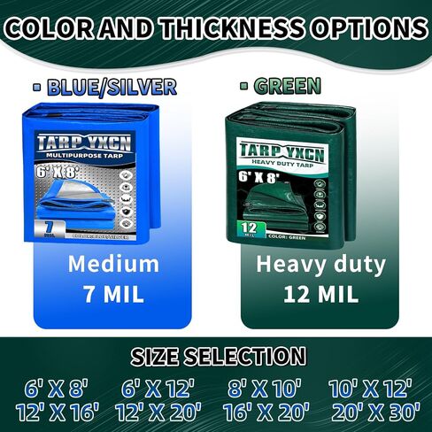 Green Heavy Duty Tarp 10x12 Feet, 12 Mil Thick Waterproof Poly Tarps Cover UV Resistant, Rip & Tear Proof with Metal Grommets Every 20 Inche in Kuwait
