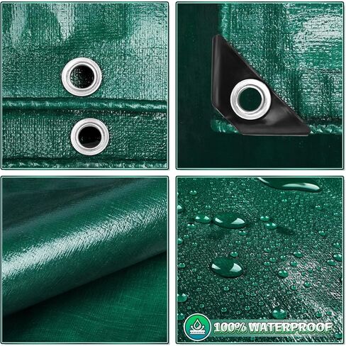 Green Heavy Duty Tarp 10x12 Feet, 12 Mil Thick Waterproof Poly Tarps Cover UV Resistant, Rip & Tear Proof with Metal Grommets Every 20 Inche in Kuwait