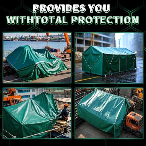 Green Heavy Duty Tarp 10x12 Feet, 12 Mil Thick Waterproof Poly Tarps Cover UV Resistant, Rip & Tear Proof with Metal Grommets Every 20 Inche in Kuwait