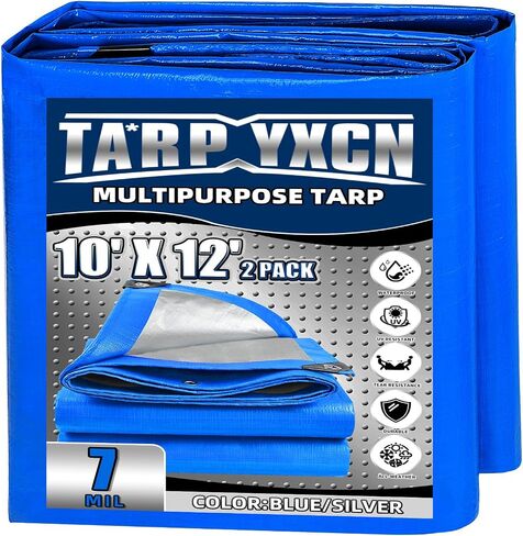 Green Heavy Duty Tarp 10x12 Feet, 12 Mil Thick Waterproof Poly Tarps Cover UV Resistant, Rip & Tear Proof with Metal Grommets Every 20 Inche in Kuwait