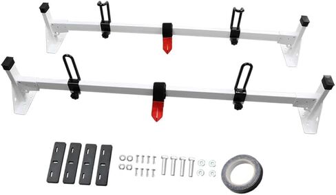 White Vantech H1 Steel Double Pole سلم ، يستخدم أيضًا لـ Ram Promaster City 2015 وما فوق سيارات الصندوق in Kuwait