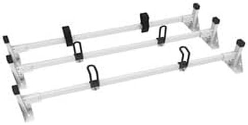 White Vantech H1 Steel Double Pole سلم ، يستخدم أيضًا لـ Ram Promaster City 2015 وما فوق سيارات الصندوق in Kuwait