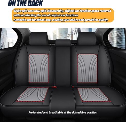 Front and Rear Seat Covers 5 Pieces, Waterproof Nappa Leather Sideless Car Seat Cushions Protective Auto Accessories, Universal Fit for Most Sedans SUV, Luxury Car Seat Cushion, Red&Black in Saudi Arabia