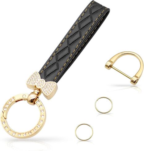 Car Keychain for Women Wristlet, Cute Leather Keychain with 360 Degree Rotatable, Anti-lost D-Ring Design in Saudi Arabia