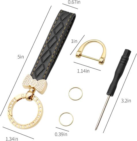 Car Keychain for Women Wristlet, Cute Leather Keychain with 360 Degree Rotatable, Anti-lost D-Ring Design in Saudi Arabia