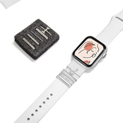 خاتم زخرفي أنيق لساعة Apple Watch من السيليكون مقاس 49 مم 45 مم 44 مم 42 مم 41 مم 40 مم 38 مم iwatch Ultra Series 8 7 6 5 4 3 2 سحر معدني مزخرف بالألماس (بدون حزام) in Kuwait