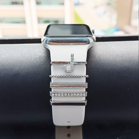 خاتم زخرفي أنيق لساعة Apple Watch من السيليكون مقاس 49 مم 45 مم 44 مم 42 مم 41 مم 40 مم 38 مم iwatch Ultra Series 8 7 6 5 4 3 2 سحر معدني مزخرف بالألماس (بدون حزام) in Kuwait