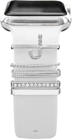 خاتم زخرفي أنيق لساعة Apple Watch من السيليكون مقاس 49 مم 45 مم 44 مم 42 مم 41 مم 40 مم 38 مم iwatch Ultra Series 8 7 6 5 4 3 2 سحر معدني مزخرف بالألماس (بدون حزام) in Kuwait