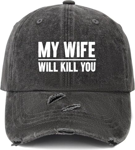My Wife Will Kill You Funny Hat for Women Fashion Washed Distressed Baseball in Saudi Arabia