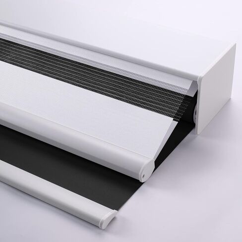 Zshine Dual Layers Dual Layers Manual Safe Cordless Roller Snders مع Valance مناسبة للمنزل ، المكتب ، الفندق ، النادي ، المطعم (White 82010g) in Kuwait