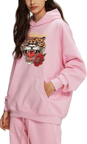 Glitrandi Womens 2 Piece Outfits Sweatsuit Sets Fashion Print Hoodies With Sweatpants Oversized Tracksuit For Women in Kuwait