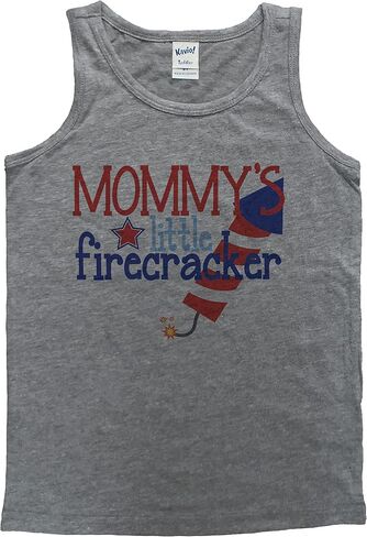 7 ate 9 Apparel Kids 4th of July Mommy's Firecracker Grey Tank Top in Saudi Arabia