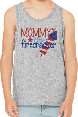 7 ate 9 Apparel Kids 4th of July Mommy's Firecracker Grey Tank Top in Saudi Arabia