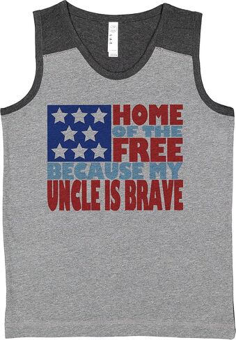 7 ate 9 Apparel Kids 4th of July Uncle is Brave Grey Contrast Tank Top in Saudi Arabia