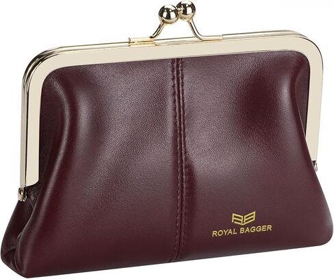 Fashionable Genuine Leather RFID Blocking Women's Wallet with Kiss Lock, Card Slots and Zipper Coin Pocket 4120 (Black) in Saudi Arabia