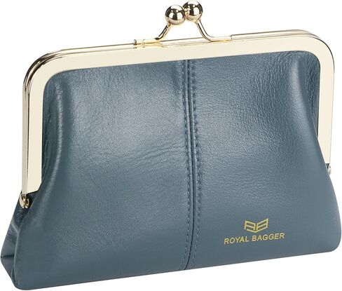 Fashionable Genuine Leather RFID Blocking Women's Wallet with Kiss Lock, Card Slots and Zipper Coin Pocket 4120 (Black) in Saudi Arabia