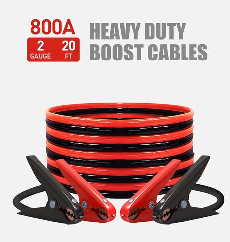 AUTOGEN Heavy Duty Jumper Cables, Booster Cables 1 Gauge 25Feet 900AMP Automotive Jumper Cables Kit for Car, SUV, and Trucks with Professional Clamps and Carrying Bag in Kuwait