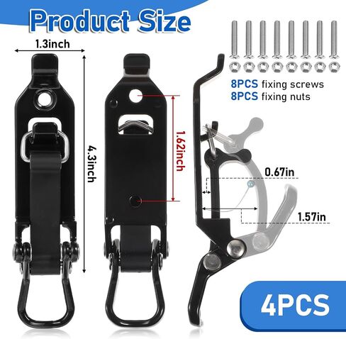4pcs Mount for Roof Rack ، جبل مجرفة لسرير الشاحنة ، شاحنة على الطرق الوعرة رف رف فأس جبل ، حامل مجرفة للشاحنة ومشابك قبضة سريعة تناسب 0.67 "إلى 1.57" أدوات د (أسود) in Saudi Arabia