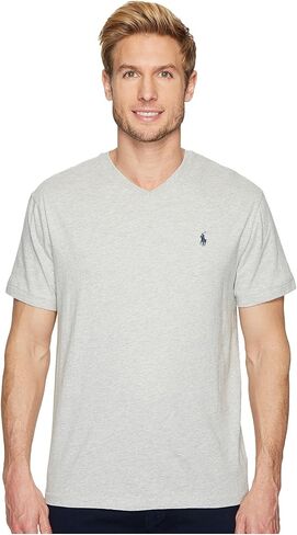 POLO RALPH LAUREN Men's V Neck Classic Fit T-Shirt, Grey Heather, L in Saudi Arabia