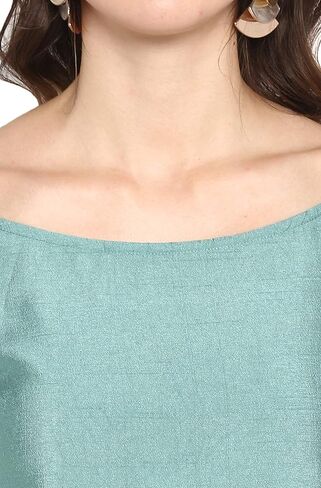 Janasya Indian Women's Mustard Foil Printed Poly Silk Ethnic Dress in Kuwait