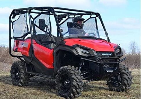 SuperATV Half Windshield for 2016+ Honda Pioneer 1000/1000-5 | Standard 1/4" Thick Dark Tinted Polycarbonate- 250x Stronger Than Glass | Windshield Height: 9-7/8" | Protects from Debris | USA Made in Saudi Arabia