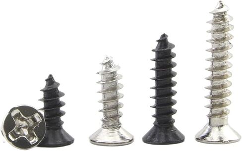 20-100 Pieces Cross Flat Head Self Tapping Carbon Steel Screws M1-M4 for Watches, Phones and Glasses Repair (Black Plated, 18MM_M3.5 50PCS) in Saudi Arabia