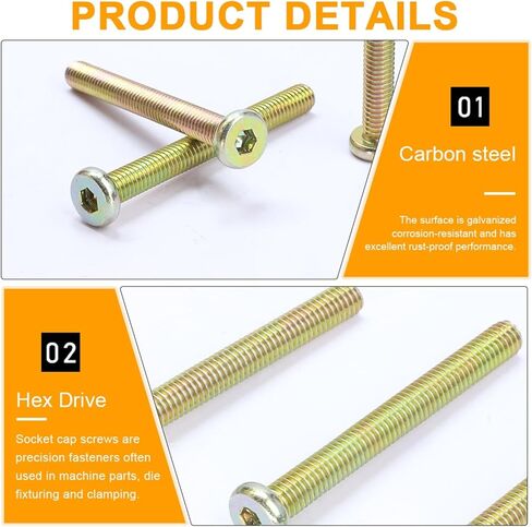 2-10 قطعة مقبس سداسي سد hex مسامير رأس مسطحات الأثاث M8 M10 Glvanized Countersunk تربط البراغي لكراسي السرير (50 مم ، M8 5pcs) in Saudi Arabia